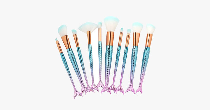 BowLift | Mermaid Makeup Brush Set with FREE Contour Brush - Professional Cosmetic Brush for Eyeshadow, Eyeliner, Blush &amp; Concealer
