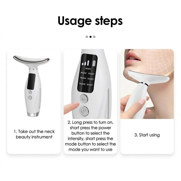7-colour LED Face &amp; Neck Sonic Massager - Sonic Cleansing, Lifting &amp; Firming