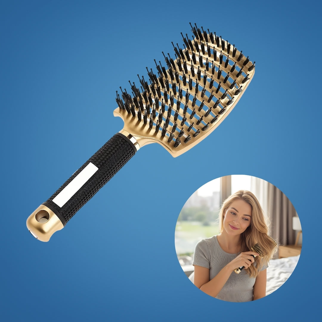 Quick Knot‑Free Detangling – Nylon Bristles with Scalp Massage Tips – For Thick or Curly Hair Bowlift