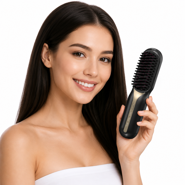 Cordless Negative Ion Styling Comb - Rapid Ceramic Heat &amp; Anti-Pull Teeth