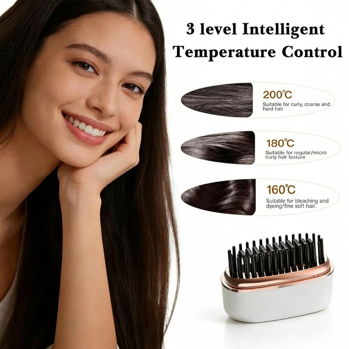 2-in-1 Mini Hair Straightener &amp; Styling Comb - Anti-Scald Travel Design