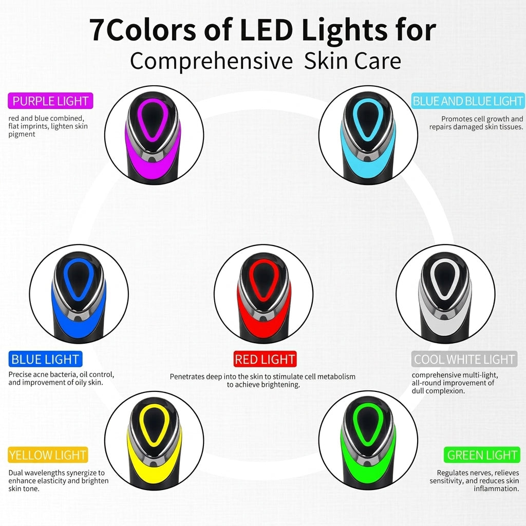 7-colour LED &amp; EMS Facial Massager - 7 Modes, 5 Intensity Levels
