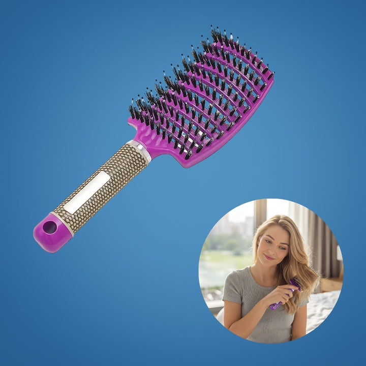Quick Knot‑Free Detangling – Nylon Bristles with Scalp Massage Tips – For Thick or Curly Hair Bowlift