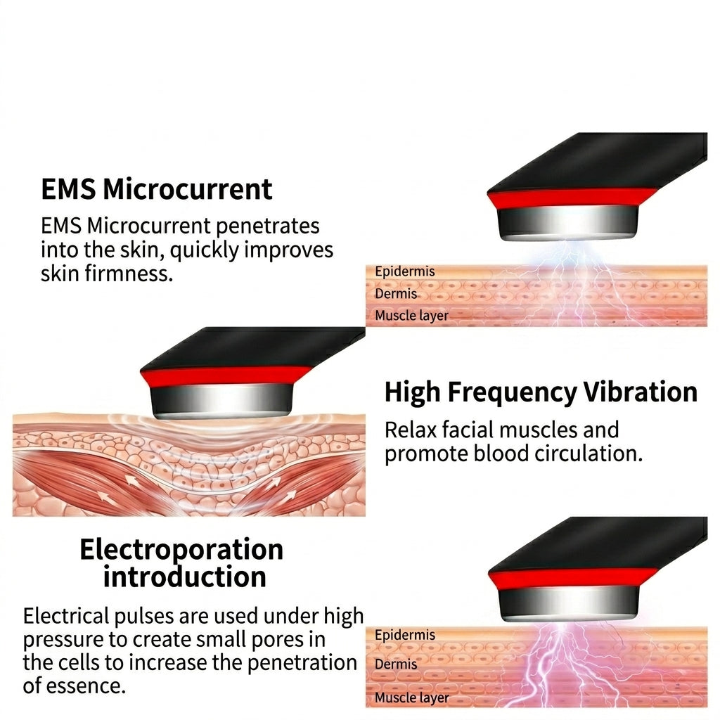 7-colour LED &amp; EMS Facial Massager - 7 Modes, 5 Intensity Levels
