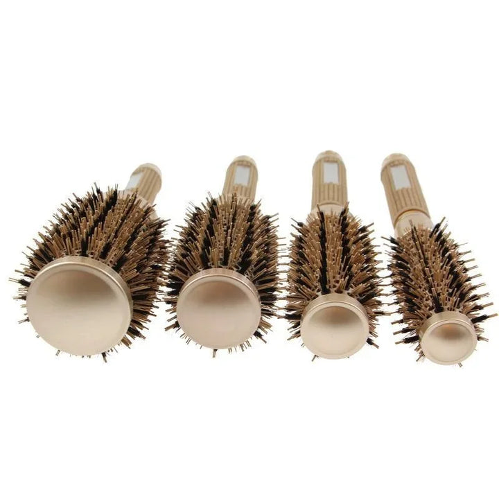 BowLift | Round Brush Set GLOSSENTA | Ions-Ceramic &amp; Boar Bristles | Anti-frizz &amp; Volume | 25–53 mm Ø