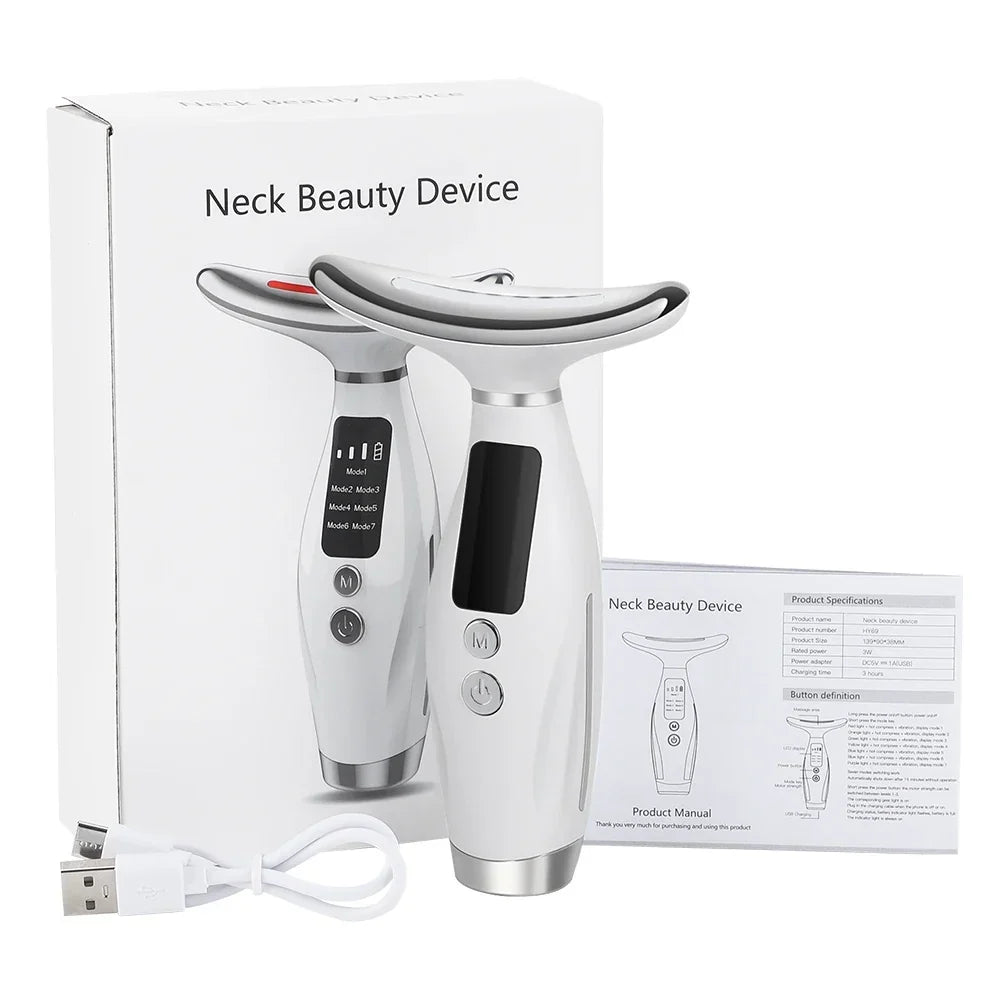 7-colour LED Face &amp; Neck Sonic Massager - Sonic Cleansing, Lifting &amp; Firming