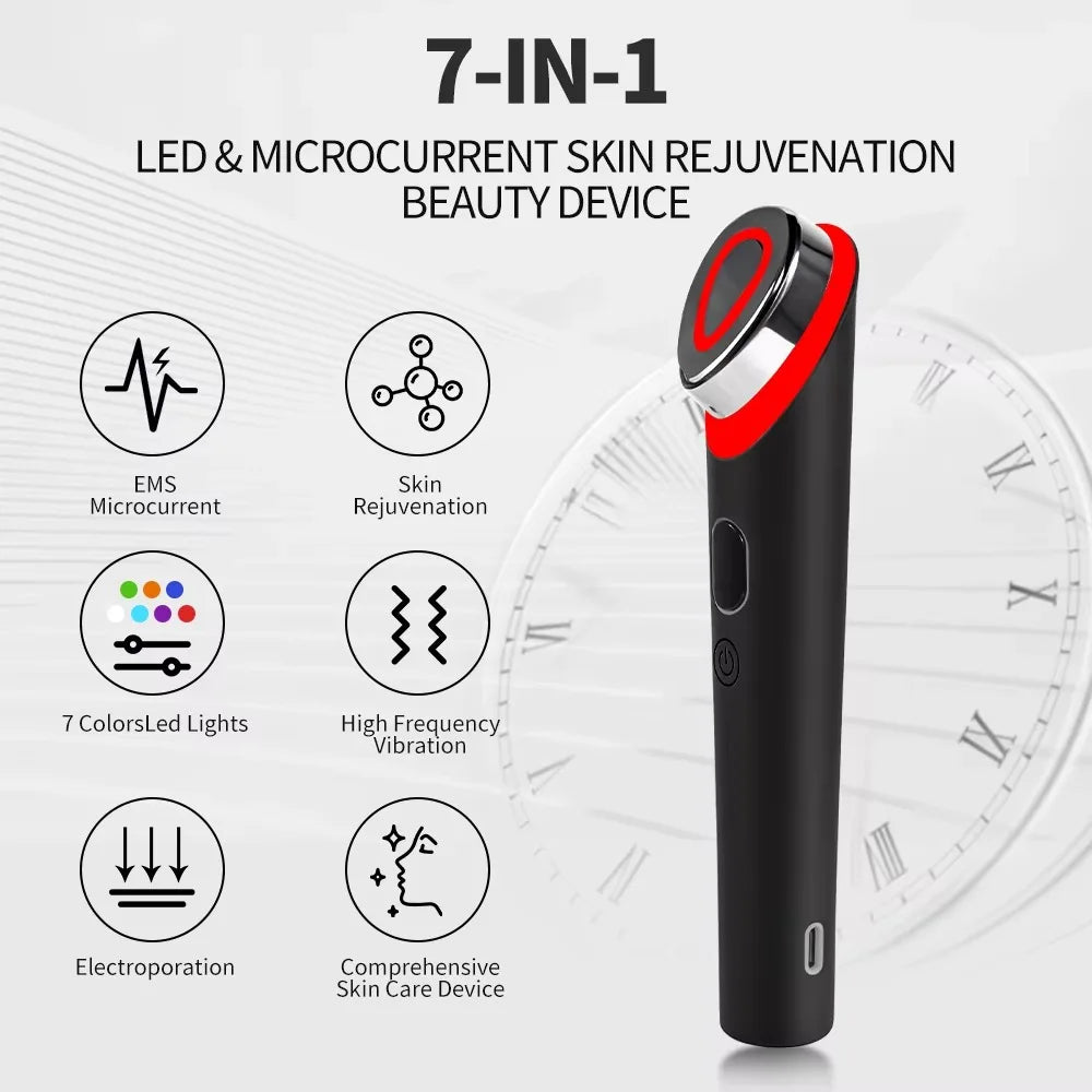 7-colour LED &amp; EMS Facial Massager - 7 Modes, 5 Intensity Levels