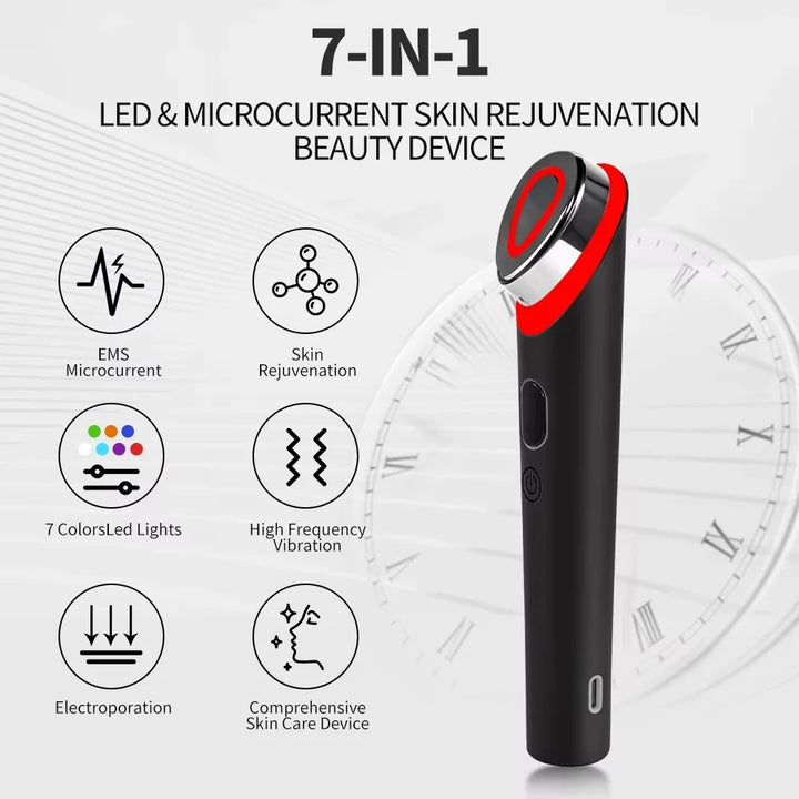 7-colour LED &amp; EMS Facial Massager - 7 Modes, 5 Intensity Levels
