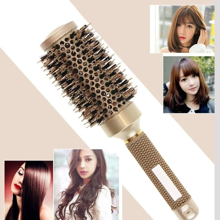 BowLift | Round Brush Set GLOSSENTA | Ions-Ceramic &amp; Boar Bristles | Anti-frizz &amp; Volume | 25–53 mm Ø