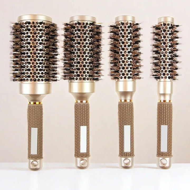 BowLift | Round Brush Set GLOSSENTA | Ions-Ceramic &amp; Boar Bristles | Anti-frizz &amp; Volume | 25–53 mm Ø