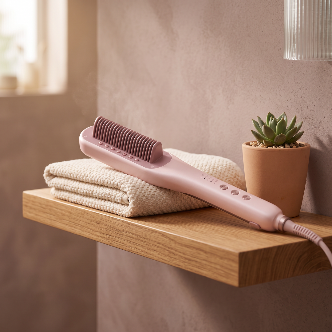 Mirelle | Steam Straightening Brush, Ceramic Anti Scald Bristles and 4 Heat Settings for Thick, Curly and Frizzy Hair