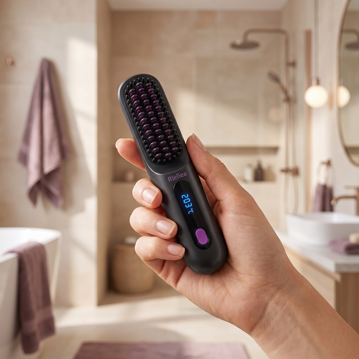 Neve | Portable Hair Straightener Brush, Compact Cordless Ready Mini Styler for Travel and Touch Ups