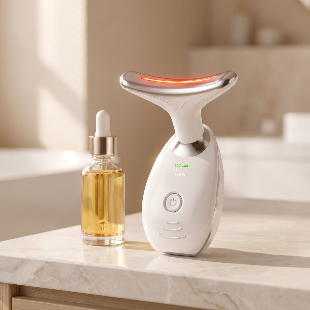 Aveline Spectrum Multi Colour LED Face and Neck Device Rechargeable Handheld Light and Vibration Beauty Tool for Daily Home Use