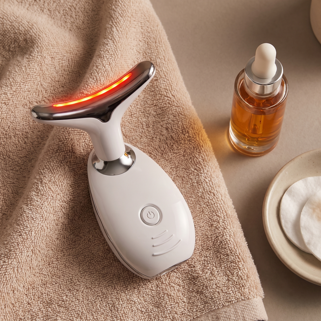 Aveline Spectrum Multi Colour LED Face and Neck Device Rechargeable Handheld Light and Vibration Beauty Tool for Daily Home Use