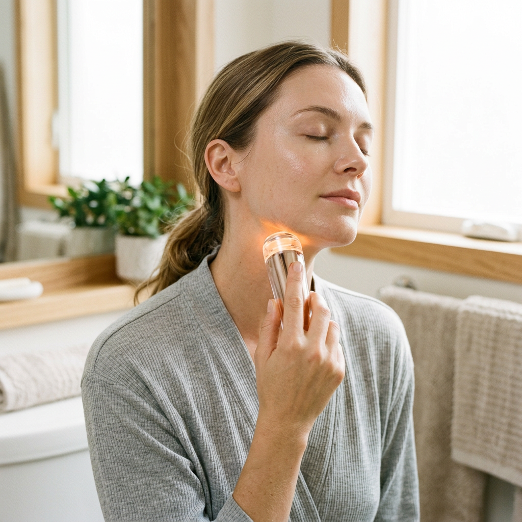 Aveline Spectrum Multi Colour LED Face and Neck Device Rechargeable Handheld Light and Vibration Beauty Tool for Daily Home Use