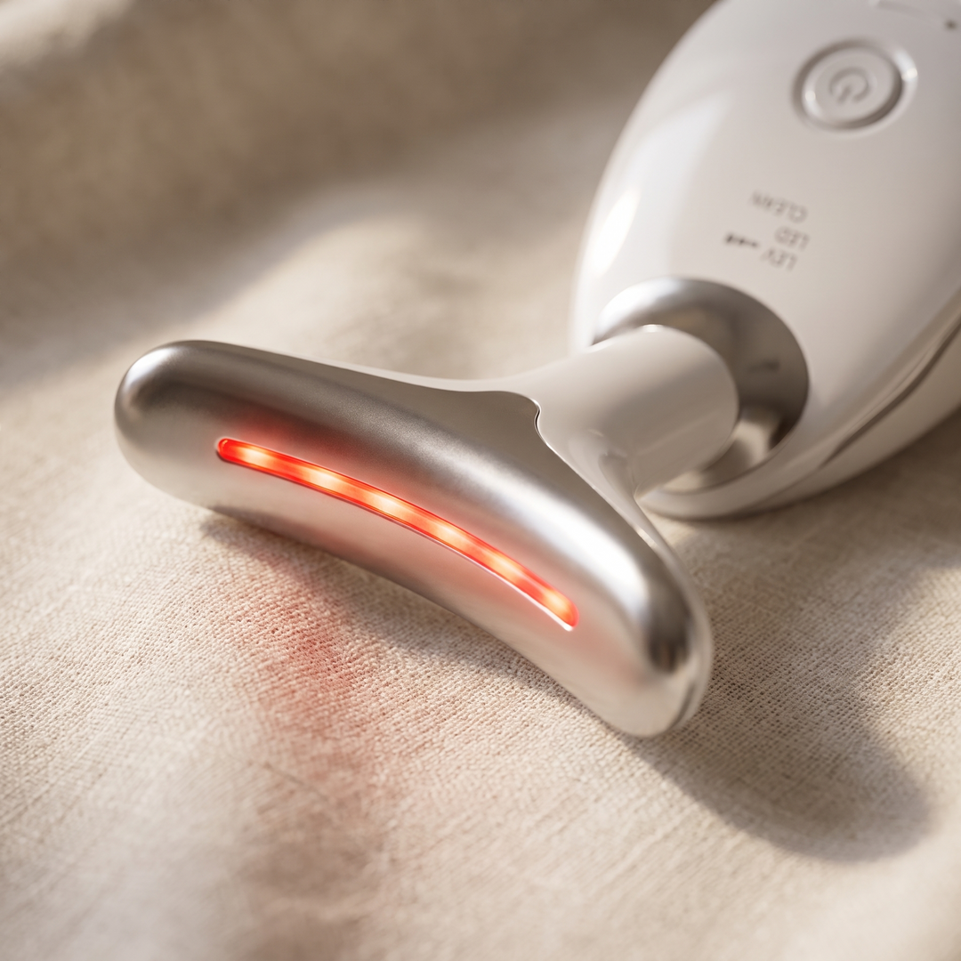 Aveline Spectrum Multi Colour LED Face and Neck Device Rechargeable Handheld Light and Vibration Beauty Tool for Daily Home Use