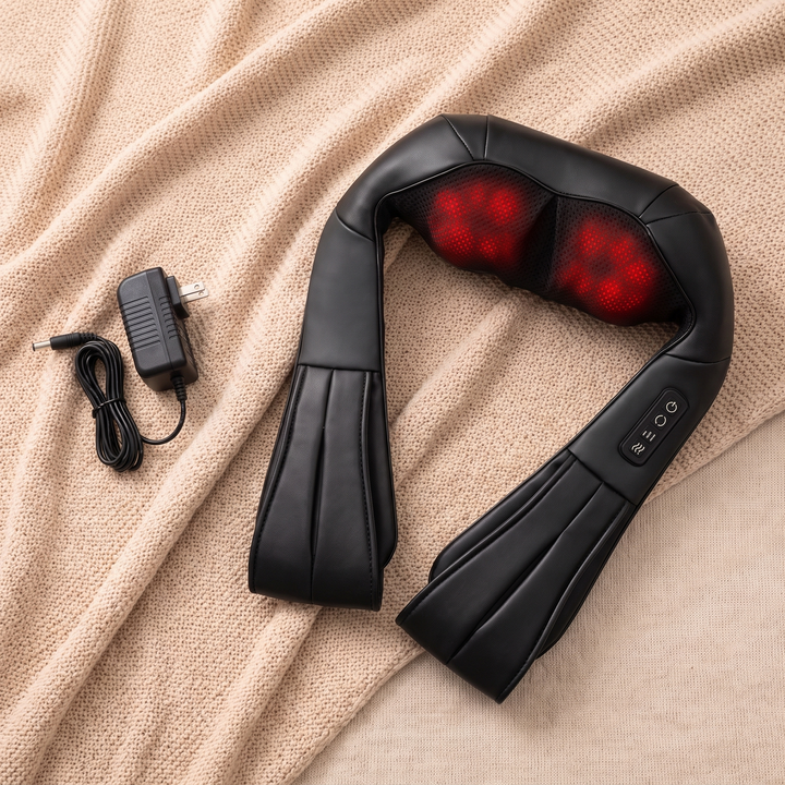 Orla Back Shiatsu Neck and Back Massager with Heat Deep Kneading Nodes and Side Straps for Chair Sofa and Bed